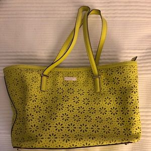 Neon lemon eyelet Kate Spade leather tote